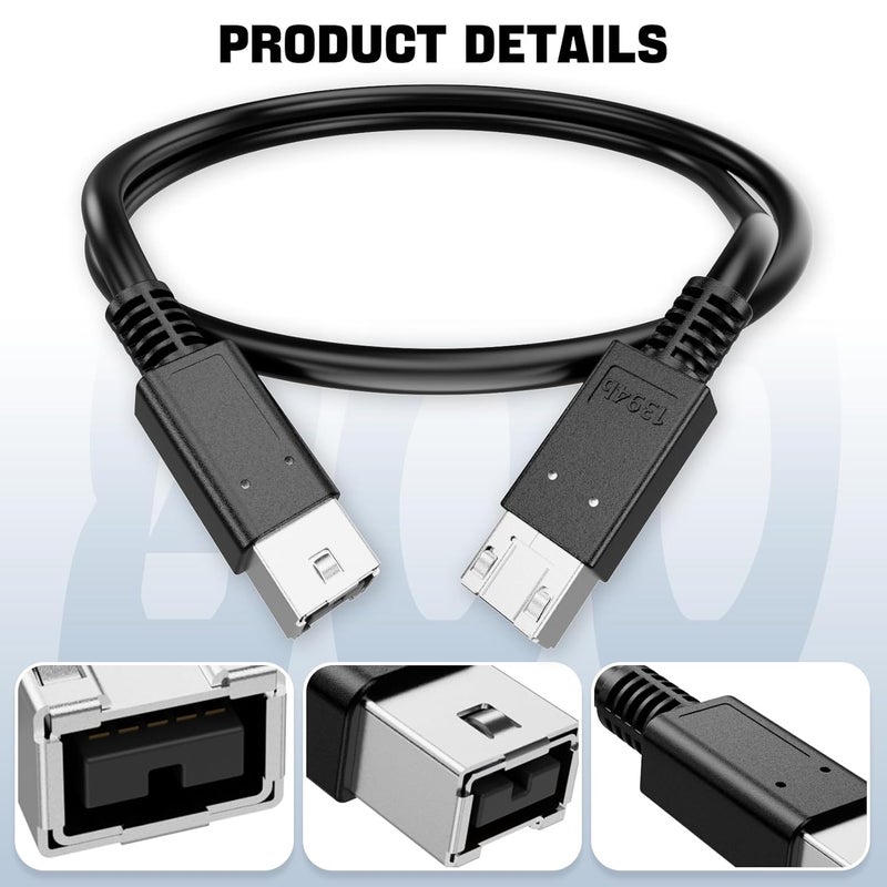 LUKFOCAB FireWire 800 IEEE 1394b 9pin to 9pin Cable, FireWire 800 (M/M) Male to Male Cord, Triple-Shielded 2FT, 9-9 Cord for PC, Digital Cameras MacBook Pro, Mac mini, Audio Device - Image 4